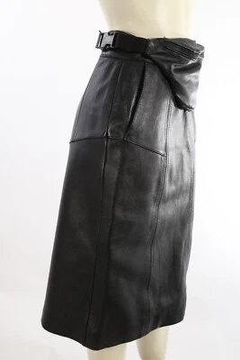 Falda lápiz vintage PELLE CUIR de cuero negro con riñonera desmontable talla XS Foto 1 de 4