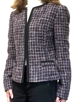 Tahari Arther S Levine Women Blazer Black Purple Tweed Lined Padded Shoulders, 4 - Image 1 of 4