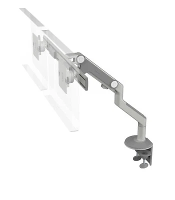 NEW M8 Humanscale Dual Monitor Arm Crossbar - Silver Grey Clamp On Desk Mount - Image 1 of 4