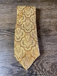 IKE Behar Tie Arabesque medallions gold orange New York Tall Long 58” Thick - Picture 1 of 3