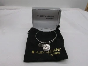 2014 Alex & Ani Silver Toned "Mom" Adjustable Charm Bracelet Sz 7.5 #49w - Picture 1 of 8