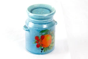 Vintage Hyalyn 907 Ceramic Small Canister USA Pottery Orange Grapes Berries - Picture 1 of 6