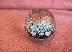 Fermacarte vetro ottico fiori cristallo artistico vintage BELLO - Foto 1 di 1