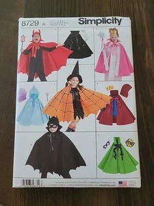 Simplicity 8729 Childs Cape Costume Sewing Pattern Size S-L Ages 3-8 NEW UNCUT - Picture 1 of 6