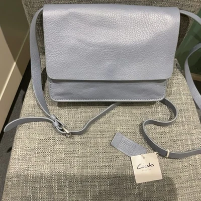 CLARKS TREEN RIVER DENIM BLUE LEATHER CROSSBODY NEW WITH TAGS - Image 1 of 4