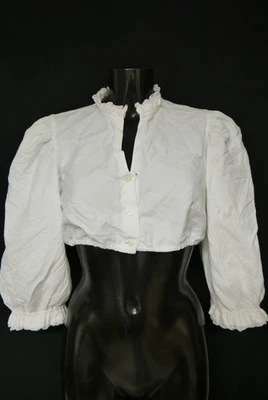 Gr.42 Dirndlbluse weiß Bluse für Dirndl Baumwolle mit Spitze B11240 - Bild 1 von 4