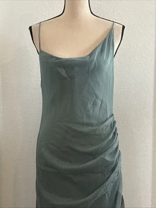 ASOS DESIGN Petite Asymmetric Neck Maxi Dress Draped Skirt Cutaway Slit Size 6 - Picture 1 of 7