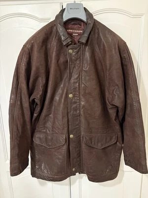 Chevignon Vintage Mens Leather Jacket Dark Brown Nubuck Size Large - Image 1 of 4