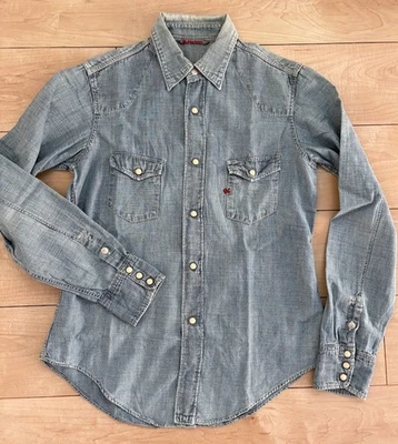 Camisa de mezclilla ligera vintage 45 rpm Chambray para hombre talla 1 S algodón usada Foto 1 de 4