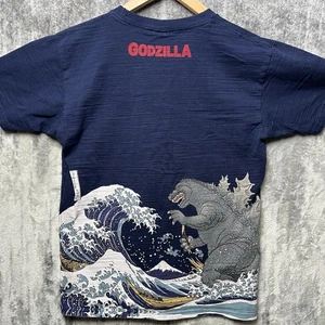 Godzilla Toho Hemd Herren L Limited Edition Blau Japanese Kanagowa Hokusai Wave - Bild 1 von 6