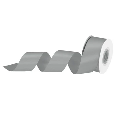 1 1/4" 10 Yard Double Faced Solid Satin Ribbon Polyester Fabric Grey - Image 1 of 4