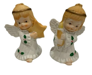 Vintage HOMCO Weihnachtsengel Paar Biskuit Keramik Set 2 MCM - Bild 1 von 9