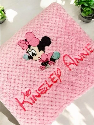 Minnie Mouse and Mickey Mouse Personalised Embroidered Baby Blanket|Embroidered - Image 1 of 4