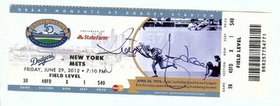 Rick Monday Signed Autographed Ticket Dodgers Flag Burn Image JSA AY02240 - Image 1 of 3
