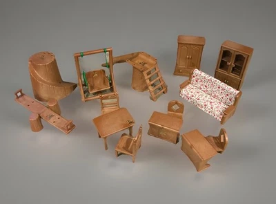 14 muebles para casa de muñecas Maple Town Story Bandai armario sofá escritorio 1986 Foto 1 de 4