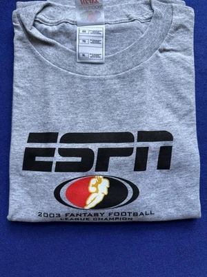 Vintage ESPN 2003 Fantasy Football League Champion Shirt Adult XL Gray - Image 1 of 2