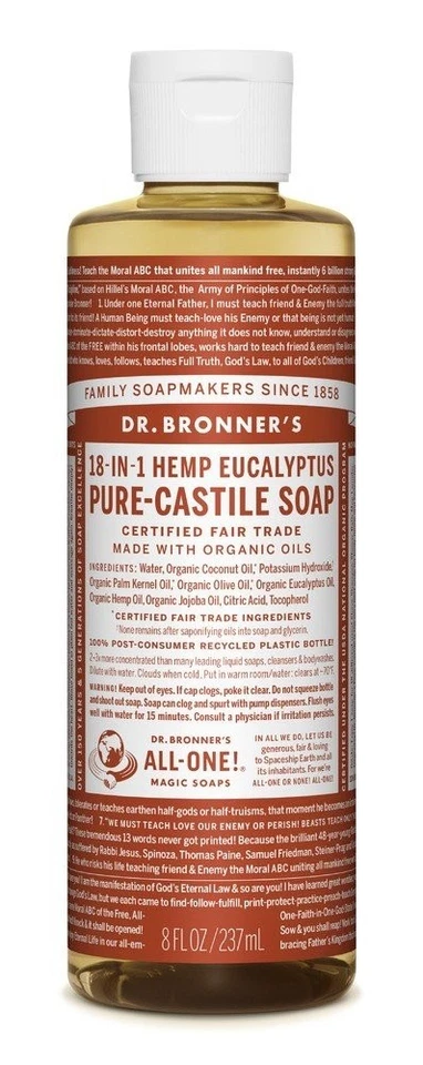 Dr. Bronner's Pure кастильское жидкое мыло эвкалипт жидкость 8 унций - Изображение 1 из 1