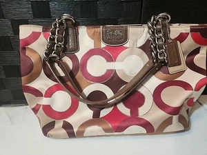 Bolso de Hombro Maggie Coach Madison 21235 Estampado Bufanda Óptico Eslabón de Cadena RARO - Imagen 1 de 12