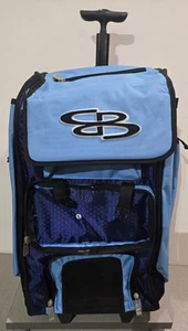 Boombah Rolling Catchers Bag Columbia Blue Navy *missing Front Flap * - Picture 1 of 7