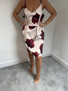 LIPSY SIZE 14 DRESS HEAVY SATEEN PROM STYLE MINI POPPY PRINT NEW WITH TAGS - Picture 1 of 5