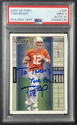 TOM BRADY PSA 9 2000 CUBIERTA SUPERIOR VICTORIA #326 NOVATO ADN 10 INSCRIPCIÓN AUTO RC Foto 1 de 2