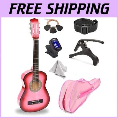 Kid's 30" Pink Gradient Guitar Kit - Case & Accessories - Image 1 of 4