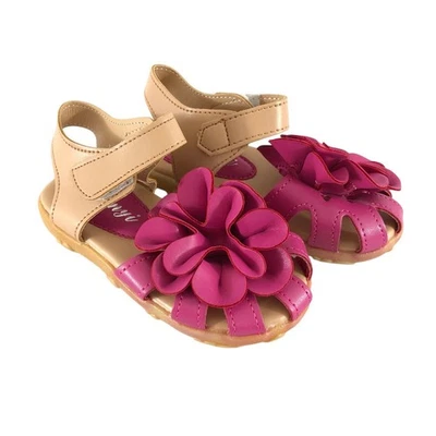 Sandalias para niñas pequeñas imitación cuero apliques florales rosa beige 26 EE. UU. 9 Foto 1 de 4