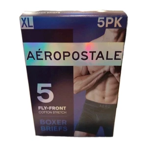 Aeropostale Boxer Briefs 5 Pack Men's Size XL Cotton Stretch Fly Black Grays - Picture 1 of 3