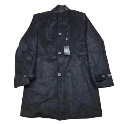 Abrigo London Fog Signature para Hombres 40R Mediano Negro Mezcla de Lana $350 NUEVO Foto 1 de 4