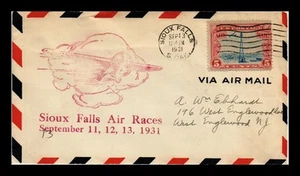 DR JIM STAMPS US COVER SIOUX FALLS SOUTH DAKOTA AIR RACES AIR MAIL - Picture 1 of 2