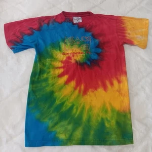 Buntes Sarasota Florida Peace Love Batik Baumwolle T-Shirt Damen Größe Small - Bild 1 von 11
