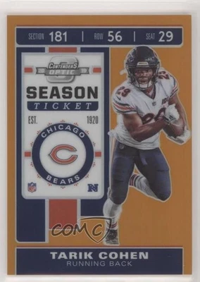 2019 Panini Contenders Optic Season Ticket Orange /50 Tarik Cohen #63 - Image 1 of 2