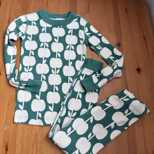Hanna Andersson unisex Apple print cotton pajamas size 5 green long sleeve - Picture 1 of 3