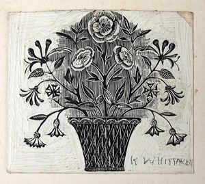 Kate Stultiens, née Whittaker (1907–1980) Small scrapper board etching, Flowers - Picture 1 of 3