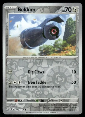 Beldum 113/162 Common Reverse Holo NM Pokemon SV05: Temporal Forces - Image 1 of 2