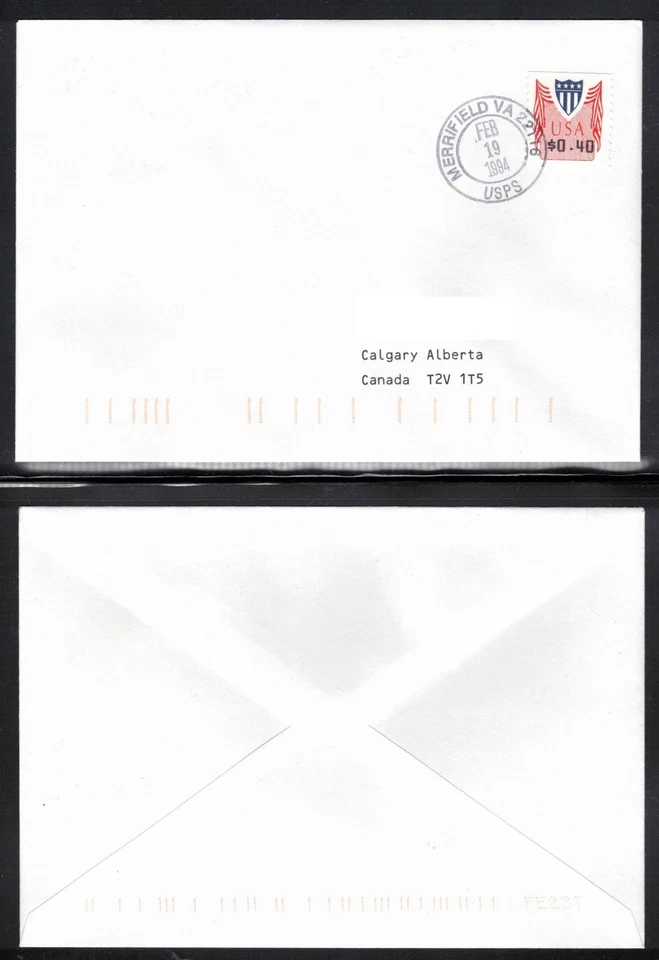 Computer vended postage CVP32  40C FDC airmail to Canada ATM/Frama/CVP - Image 1 of 1