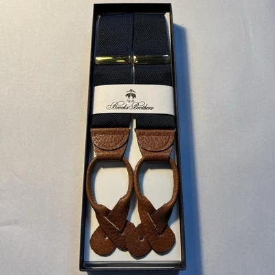 Tirantes/Frenos Brothers Azul Marino Nailon y Cuero Marrón - Nuevos en Caja Foto 1 de 4