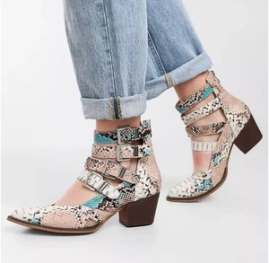 Arider Girl Eleven Snake Print Strappy Ankle Boots Size 9 - Picture 1 of 14