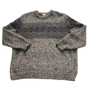 LL Bean Men’s 100% Wool Norway Fisherman Sweater XXLarge XXL Gray Navy - Picture 1 of 4