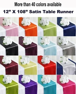 15 Satin Tischläufer Hochzeit Party Bankett Dekoration (12""x108"") KOSTENLOSER VERSAND - Bild 1 von 47