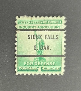 Sioux Falls, South Dakota Type 71 Precancel - 1 cent Defense Issue U.S. #899 SD - Picture 1 of 1