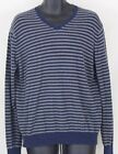 Men's Gap Blue Gray Striped V-Neck Sweater Size L Large