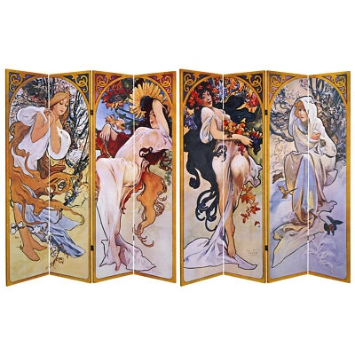 6 ft. Tall Double Sided Four Seasons Canvas Room Divider - Image 1 of 3