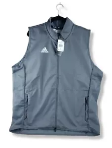 adidas Game Mode Vest Men's Casual Full Zip FP9983 Gray Five White XL - Picture 1 of 12