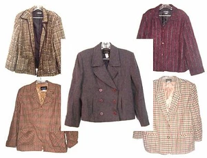 Requirements Blazer Jackets Plaid Houndstooth Wool Blend Business Suit Sz 8-18 - Picture 1 of 28