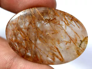 48.20 CT Natural Rutilated Quartz Inside Brown Rutil Cabochon Fine AAA+ Gemstone - Picture 1 of 4