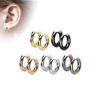Aretes con bisagras de aro grueso de acero inoxidable par redondo de 3 mm 18GA Hombres Mujeres Pendiente - Imagen 1 de 10