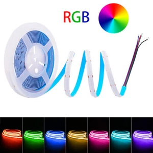 5m 16.4ft COB RGB LED Strip Light 12V 24V 756leds/m Bendable Tape Room Car Decor - Picture 1 of 12