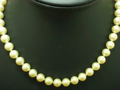 Perla Finta Collana Con 925 Argento Sterling Chiusura/Dorato/43,9g 45,0 CM - Immagine 1 di 4