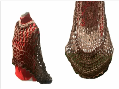 Circular Asymmetric Chocolat Poncho Unbalanced Shawl Crochet Printed Pattern - Image 1 of 4